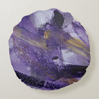 Abstract Painting 41 Purple Madness Round Cushion