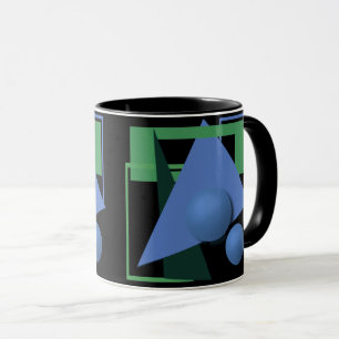abstract painting, abstraction, green and black mug
