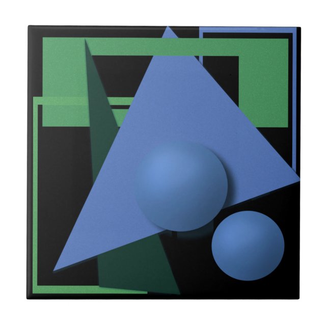 abstract painting, abstraction, green and black tile (Front)