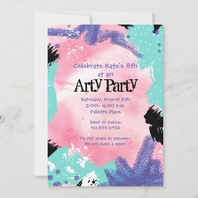 Abstract Painting Art Party Invite (Front)