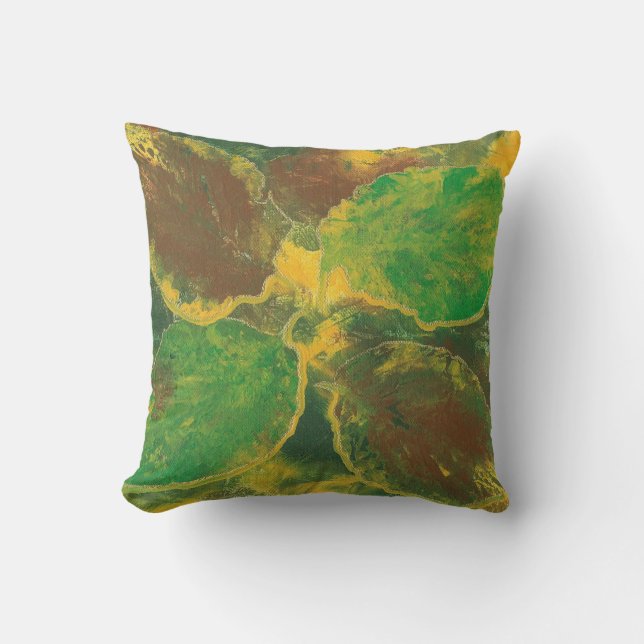 Abstract Painting Autumn Birch Leaves Throw Pillow (Front)