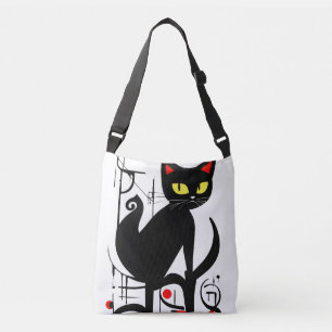 Abstract Painting Black Cat Crossbody Bag