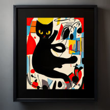 Abstract Painting Black Cat
