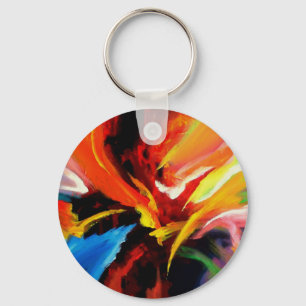Abstract Painting by Serdar Hizli Key Ring