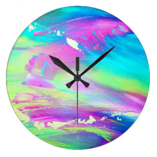 Abstract Painting Blue Wall Clocks | Zazzle.co.nz