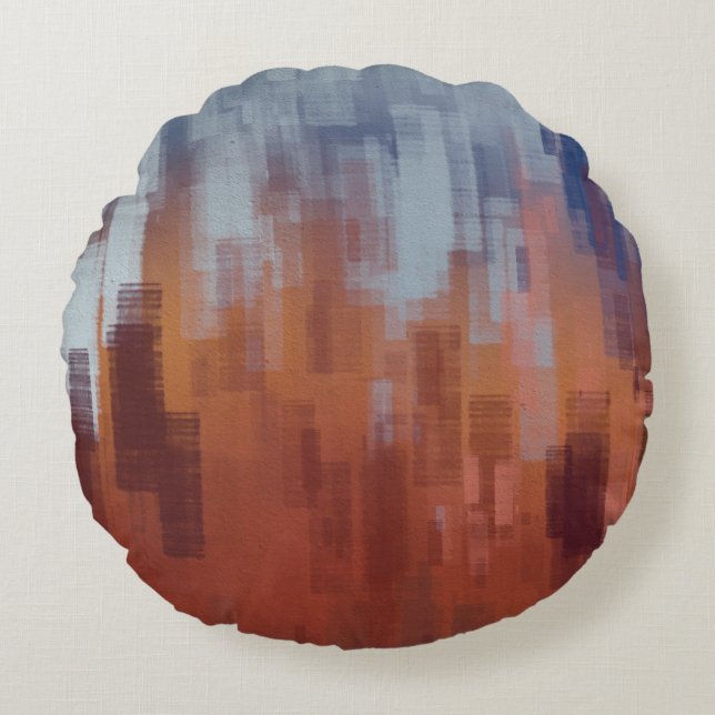 Abstract painting, colourful concrete wall. round cushion (Front)
