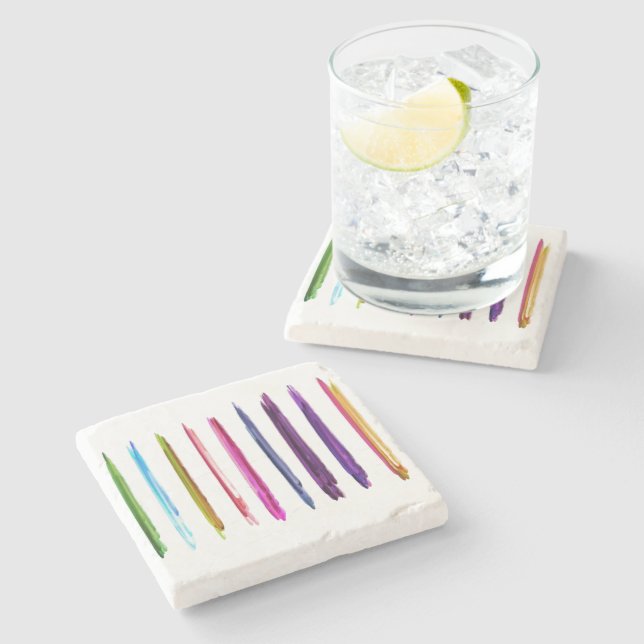 Abstract Painting Colourful Paint Brush Strokes #2 Stone Coaster (Side)