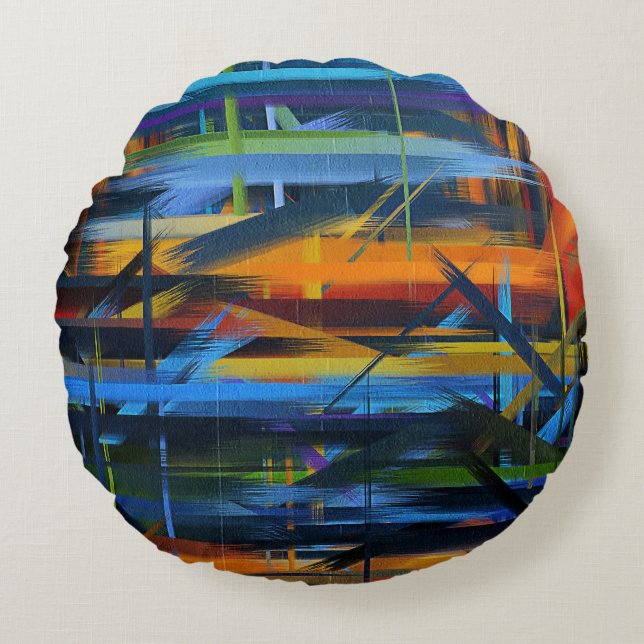 Abstract Painting Colours #36 Round Cushion (Front)