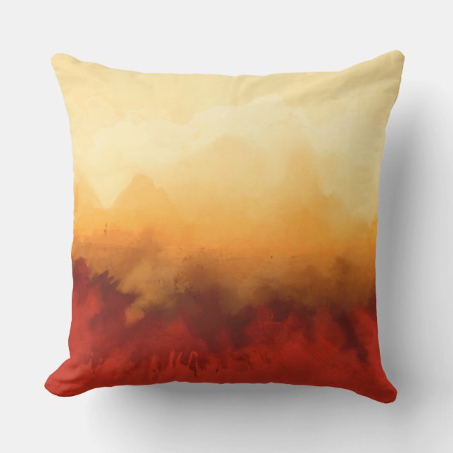 Abstract painting, contemporary, red, beige cushion (Front)