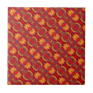 Abstract Painting Dragon Red, orange and yellow Tile