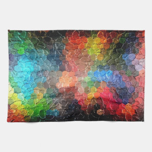 Abstract Painting Dynamic Colours Tea Towel