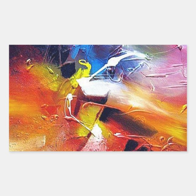 Abstract Painting Expressionism Colourful Template Rectangular Sticker (Front)