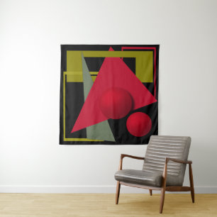 Abstract painting, geometric shapes tapestry