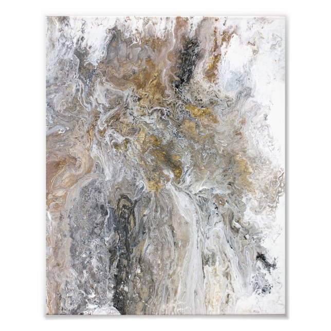 Abstract Painting Grey Black Gold White Artwork Photo Print (Front)