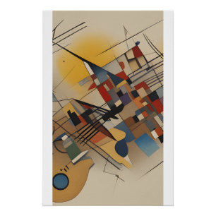 Abstract Painting Guitar and Musical Instruments Poster
