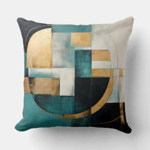 Abstract painting in black and turquoise Cushion