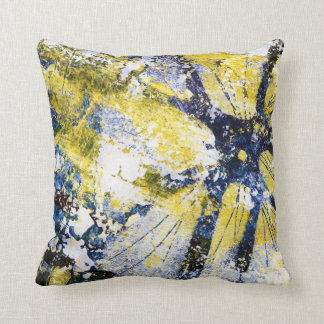 Abstract Painting in blue and yellow, pillow