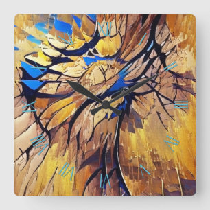Abstract Painting in Hot Colours Square Wall Clock