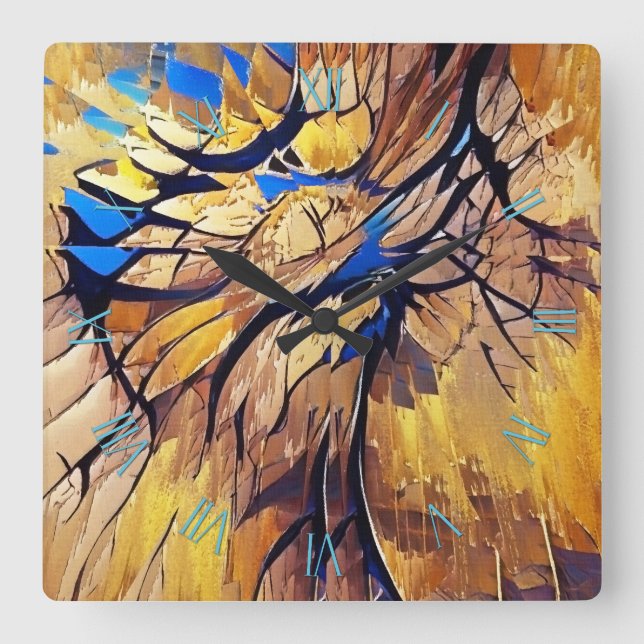 Abstract Painting in Hot Colours Square Wall Clock (Front)