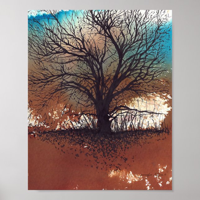 Abstract Painting Landscape Tree Art Poster (Front)