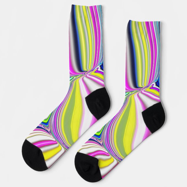 Abstract painting modern art 3d effect in neon col socks (Left)