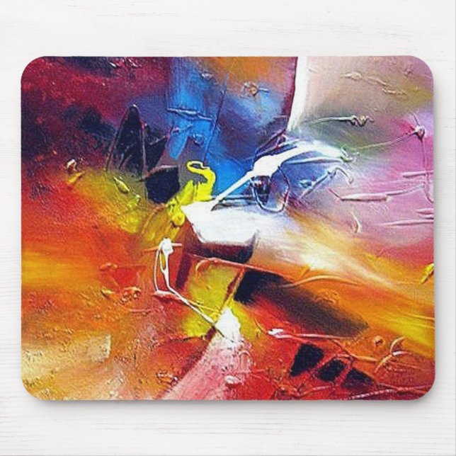 Abstract Painting Modern Expressionist Red Yellow Mouse Pad (Front)