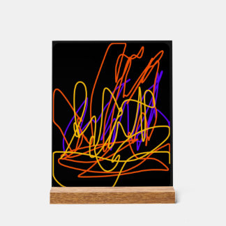 Abstract painting neon on acrylic original art sign