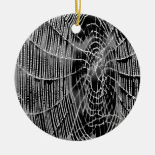 Abstract Painting Of A Grey White Cobweb On Black Ceramic Tree Decoration