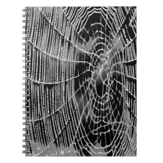 Abstract Painting Of A Grey White Cobweb On Black Notebook