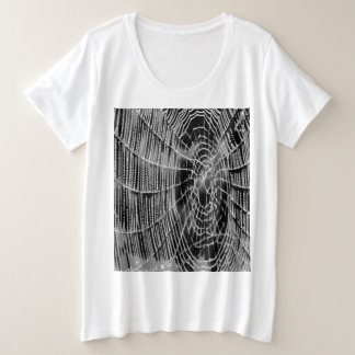 Abstract Painting Of A Grey White Cobweb On Black Plus Size T-Shirt