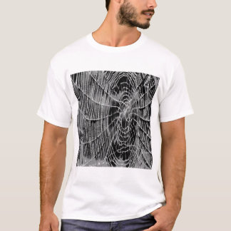Abstract Painting Of A Grey White Cobweb On Black T-Shirt