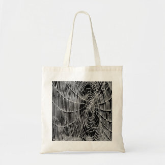 Abstract Painting Of A Grey White Cobweb On Black Tote Bag