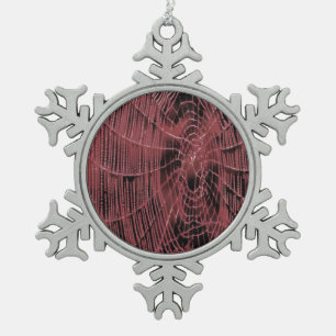 Abstract Painting Of A Magenta Pink Cobweb Snowflake Pewter Christmas Ornament