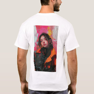Abstract Painting of a Woman by Guweiz in Red, Pin T-Shirt