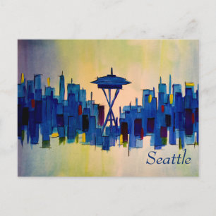 Abstract painting  of Seattle Washington Postcard