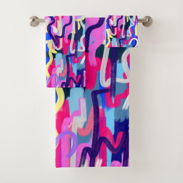 Abstract Painting of Shapes and Colours  Bath Towel Set (Insitu)