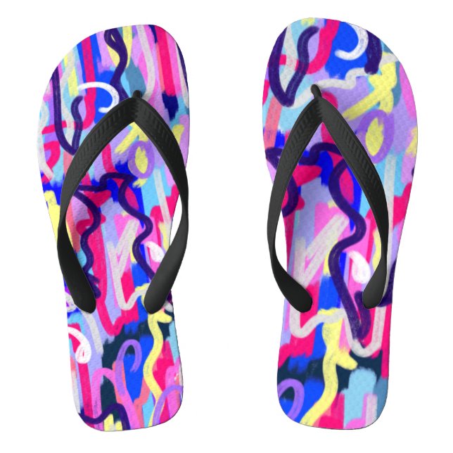 Abstract Painting of Shapes and Colours  Jandals (Footbed)