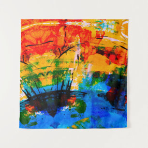 Abstract painting on concrete wall. illustration. tapestry