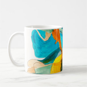 abstract painting on paper with vibrant colors, s coffee mug
