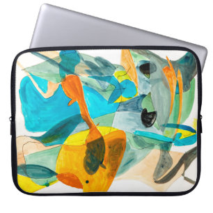 abstract painting on paper with vibrant colours,  laptop sleeve