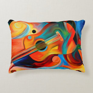 Abstract painting on the subject of music and rhyt decorative cushion