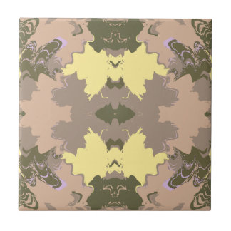 Abstract Painting, Peach, Pale Yellow, Olive color Tile