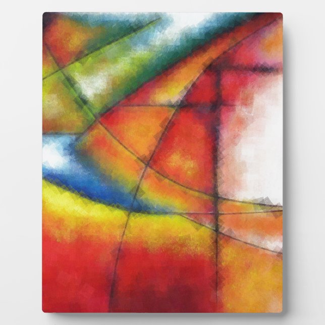 abstract painting red yellow green blue plaque (Front)