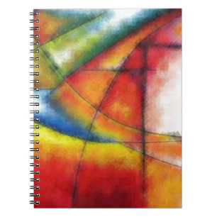 abstract painting red yellow green blue spiral notebook