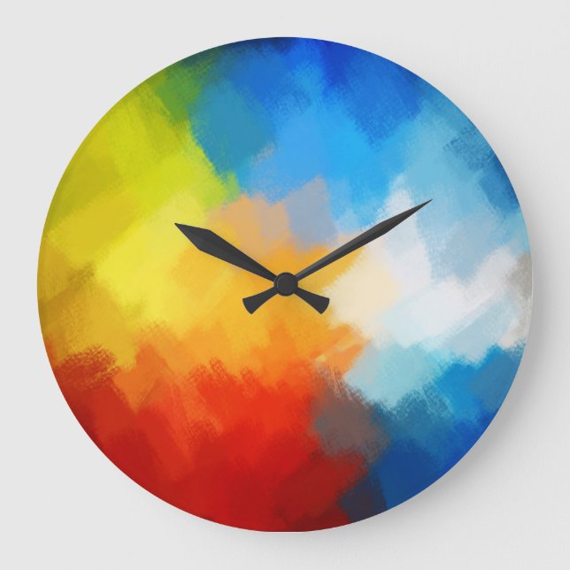 Abstract Painting | Retro Colourful Large Clock (Front)