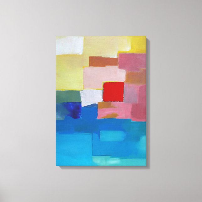 Abstract Painting Sea /  Island / Sky - Red Square Canvas Print (Front)