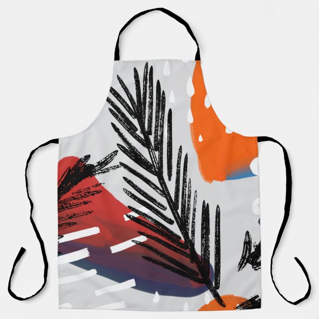 Abstract painting seamless pattern with ink elemen apron (Front)
