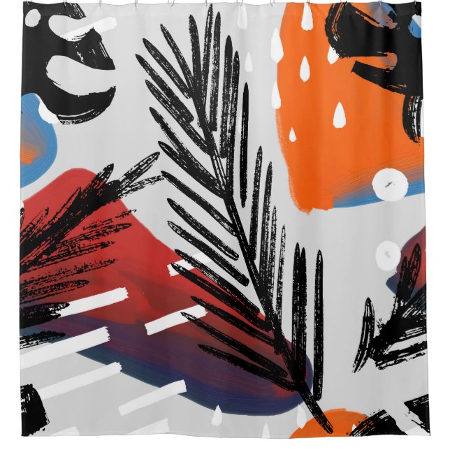 Abstract painting seamless pattern with ink elemen shower curtain (Front)