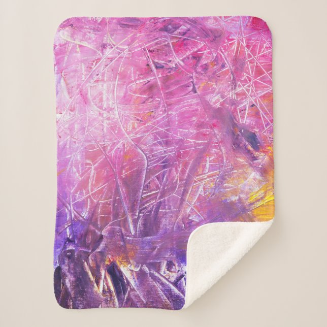 Abstract painting sherpa blanket (Front)