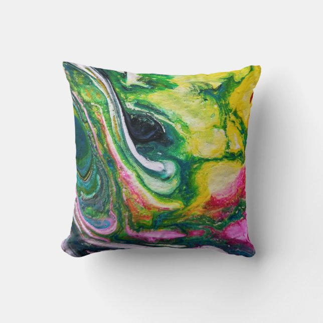 Abstract painting signed Kook Art Throw Pillow (Front)